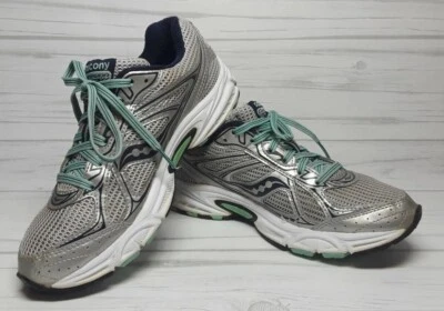 SAUCONY Cohesion 7 Mujer 7.5 Plateado Azul Teal Entrenadores Atléticos Zapatos para Correr Foto 1 de 4