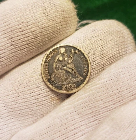 1883 Seated Dime Old US Type Coin Nice Toning Cover