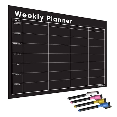 Weekly Wall Planner Sticker + Liquid Chalk Markers Calendar Timetable Whiteboard - Image 1 of 4