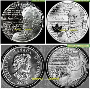 3x CANADA 2012 TECUMSEH BROOK SALABERRY QUEEN ELIZABETH QUARTER 25 CENT COIN LOT - Bild 1 von 2