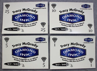 (4) Tracy McGrady RC 1997-98 Fleer Diamond Ink Exchange Program 25 10 5 1 Points - Image 1 of 2