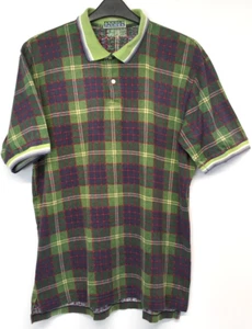 Arnold Palmer Men's polo Tshirt LARGE Blue green plaid Mod Suedehead Ska - Picture 1 of 12