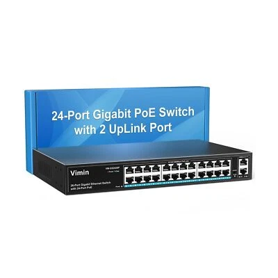 VIMIN 24 Port Gigabit PoE Switch with 2 Uplink Gigabit Ports, 26 Port Unmanag... - Image 1 of 4