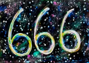 Pintura Original ACEO Ángel Número 666 Espiritual Nueva Era Energía Metafísica ARTE - Imagen 1 de 1