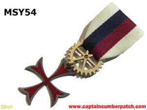 Steampunk Medal pindrape badge brooch knights templar cross navy red #MSY54 - Picture 1 of 5