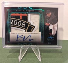 Kyle Harrison 2022 Leaf Trinity Black Foil Emerald Spectrum 1/1 Patch Auto 1/1