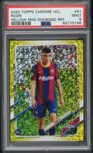 2020-21 Chrome UCL Yellow Mini-Diamond Refractor /299 Pedri PSA 9 MINT Rookie RC - Picture 1 of 2