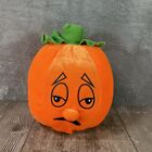 Funny Face Pumpkin Plush Pillow Halloween Decor Bummed Emoji 6”x8”