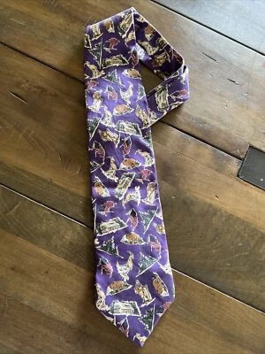 Structure Italian Fabric Multicolored Vintage Mens Neck Tie Purple David Crocket - Image 1 of 4