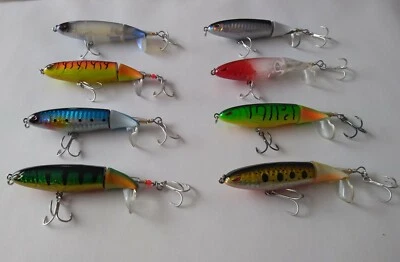Rotating Tail Top Water fishing lures minnow baits crankbait wobbler tackle  8ps - Image 1 of 4