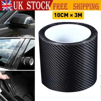 10cmX3m Carbon Fiber Car Sticker Door Sill Scuff Anti Scratch Tape Protector UK