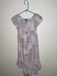 Art Class Walk Through Romper Girls Size Medium 8 White Purple Floral Woven - Picture 1 of 4