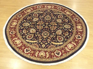 5.1 x 5.1 Round Handmade Hand Knotted High Quality Pak Esfahaan Fine Wool Rug - Picture 1 of 7