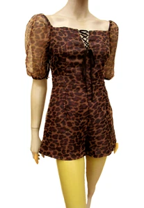 Playsuit size 8 - Brown Mix Animal Pattern Organza - Missguided - Picture 1 of 7