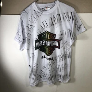 Vintage All Over Print Harley Davidson Jamaica T Shirt Size M Medium RARE - Picture 1 of 6