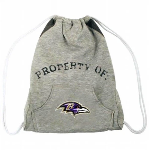 Baltimore Ravens NFL Hoodie Cinch Backpack, 14 x 17-Inch, Gray Team Logo Cover
