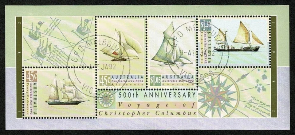 SE94 AUSTRALIA 1992 MS 500th anniv. of Columbus voyage used - Image 1 of 1