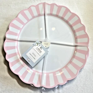 Lillian August PINK & White Melamine Dinner Plates (4) 11 in NIP - Picture 1 of 2