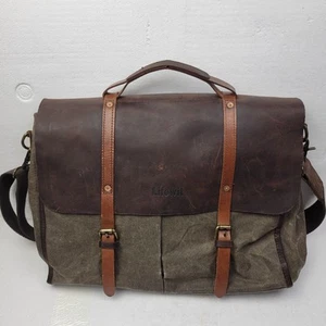 Lifewit Canvas & Leder Schulter Messenger Laptop Computer Schultasche Laptop - Bild 1 von 10