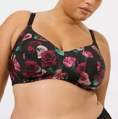 Sutiã tórrido 44DD roxo preto caveira alisamento sonho sem fio levemente forrado plus - Imagem 1 de 4