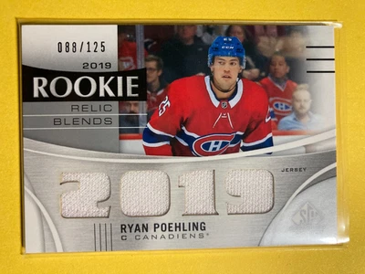 2019-20 SP Game Used Rookie Relic Blends #RRB-RP Ryan Poehling RC 088/125 - Image 1 of 2