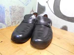 Delgado Black Leather Loafers Men's 10 (see msmts) Made in Argentina Vintage - Picture 1 of 12