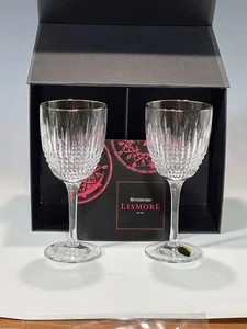 WATERFORD Crystal Lismore Diamond Platinum Goblet Set/2 - Picture 1 of 6