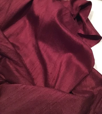 100% SILK DUPION CLARET RED (MAROON)  FABRIC REMNANT 65 CMS. X 43 CMS. ONE ONLY! - Image 1 of 4