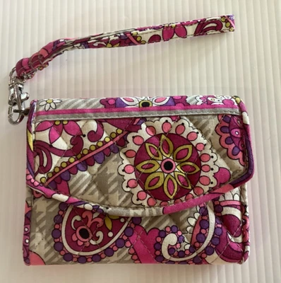 Vera Bradley SUPER SMART WRISTLET Paisley Meets Plaid WALLET Phone Case I.D. NEW - Image 1 of 4