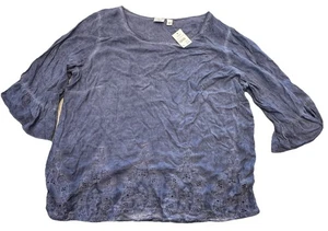 Cato Plus Sportswear Damen blau verblassen mittelärmeliges Blusentop Gr. 18/20 (790) - Bild 1 von 6