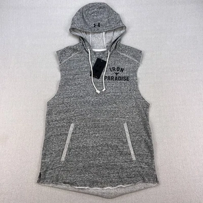 Under Armour Project Rock Terry Sudadera con Capucha Sin Mangas Para Hombre M Gris Hierro Paraíso NUEVO Foto 1 de 4