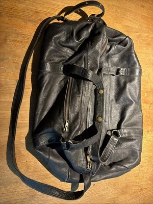 Vintage Leather Weekend Bag Duffle Camel Brand USA — 第 1/4 张图片