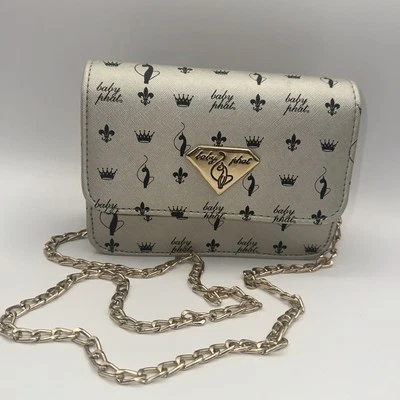 Cartera Bandolera Y2K Vintage Baby Phat Cadena Dorada Logo Dimond Gato Flor De Lis Foto 1 de 4