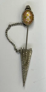 Spilla ombrello vintage spilla bastone fiori dipinti a mano retrò bigiotteria - Foto 1 di 3
