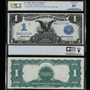 SC 1899 $1 Fr.236 Black Eagle Silver Certificate PCGS 45 XF (514A) - Picture 1 of 4