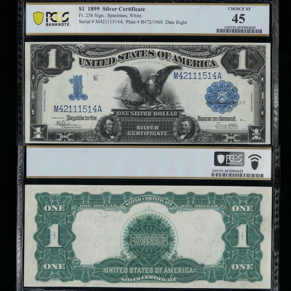 SC 1899 $1 Fr.236 Black Eagle Silver Certificate PCGS 45 XF (514A) - Image 1 of 4