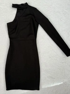 LULUS Black One Shoulder Choker Neckline Body Little Dress Women Size XS New - Picture 1 of 12