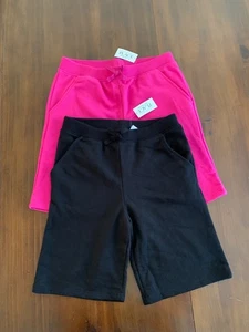 The Childrens Place Girls XL 14 Active French Terry Shorts Black, Pink, Set of 2 - Picture 1 of 8