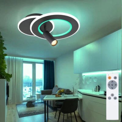 Plafonnier Ampoule Lumière de Jour Plafonnier Dimmable LED Lampe de Chambre RGB - Photo 1/4