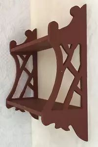 Vintage Wooden Wall Shelf Cutouts Cottagecore Farmhouse 17”H X 16.5”L X 6”W - Picture 1 of 7