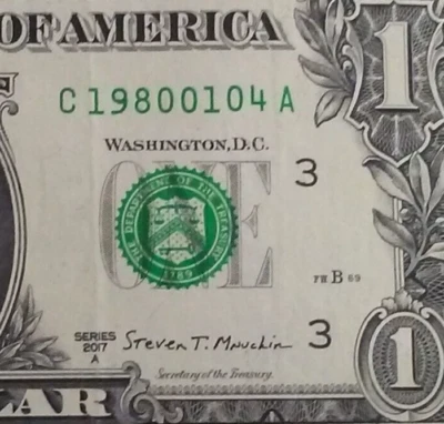 JANUARY 4th 1980 Birthday Anniversary Date Note One Dollar Series 2017A - Image 1 of 3