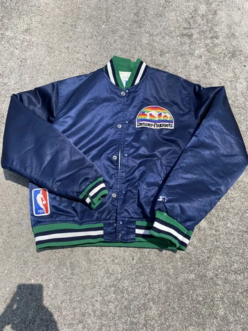 Denver Nuggets Vintage Starter Made In USA Snap Satin Jacket Large 80's-90's Cover