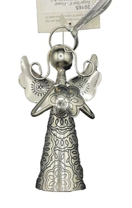 Regal Arts & Gifts 4" Metal Angel Bell with Flower Ornament - Picture 1 of 9