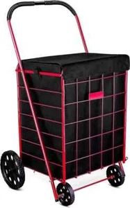Folding Grocery Basket Cart Shopping Wheel Large Utility Laundry18"X15"X24"(BAG) - Picture 1 of 9