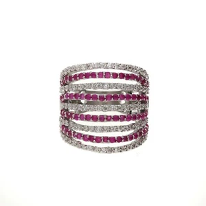 Elegant Mehrfarbig Mit Weiß Cz Multiband Ring IN Silberfarben - 7 Reihen Design - Bild 1 von 70