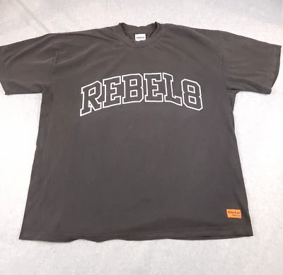 Rebel 8 T Shirt 2003 Gray Spellout Logo Street Wear Gray Size XXL/2XL Made USA - Image 1 of 4