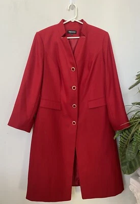 New John Meyer Women’s Red Textured 100% Polyester Long Dress Jacket Sz 16W $148 - Image 1 of 4