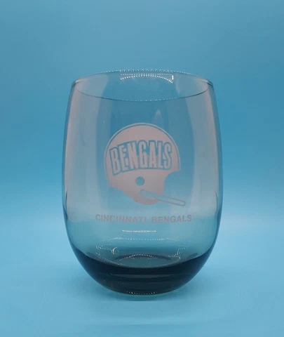 CINCINNATI BENGALS • NFL Drinking Glass Smoked Roly Poly Rocks Wine 14oz 4" Cover