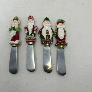 Christmas Themed Cheese Spreaders Set Of 4 Elves - Picture 1 of 4
