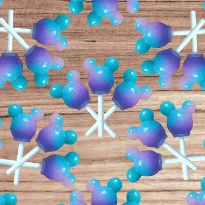 9 Faux Teal & Purple Mouse Lollipop Suckers for DIY, Play, M Mouse Party Decor  - Image 1 of 4